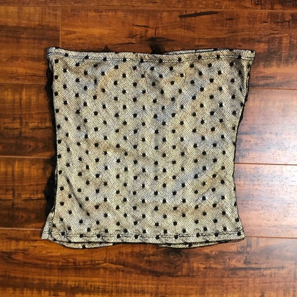 Vintage Lace black nude Strapless Dress Shirt Top - Picture 6 of 7